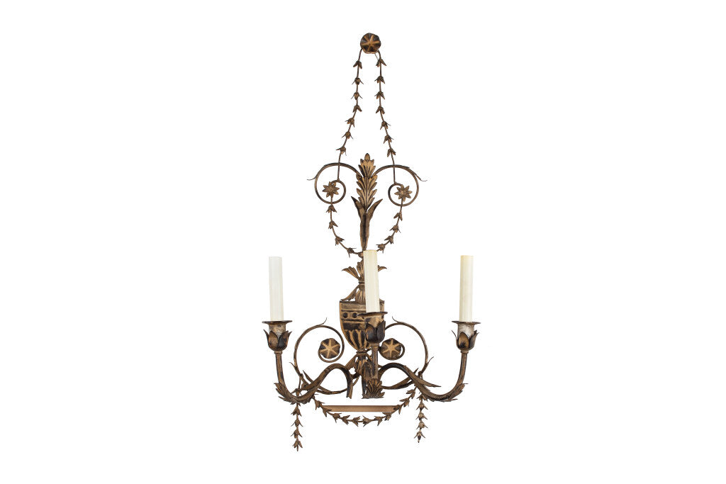 Painted Iron Adam Style Three Light Sconce Default