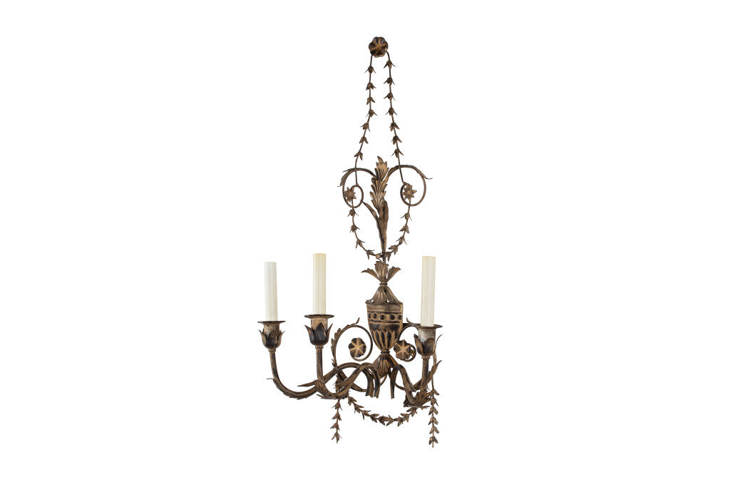Painted Iron Adam Style Three Light Sconce Default