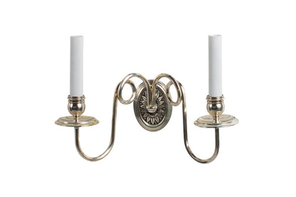 Silvered Bronze Adam Style Scrolled Arm Two Light Sconce Default