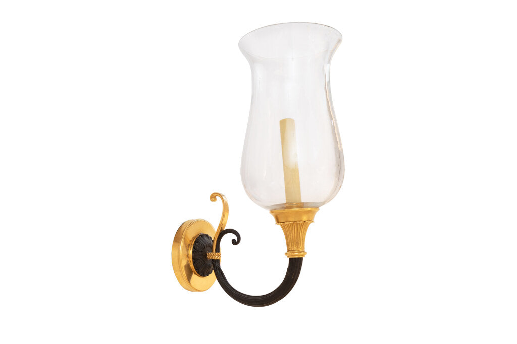 Black And Gilt Bronze Empire Style Hurricane Shade One Light Sco Default
