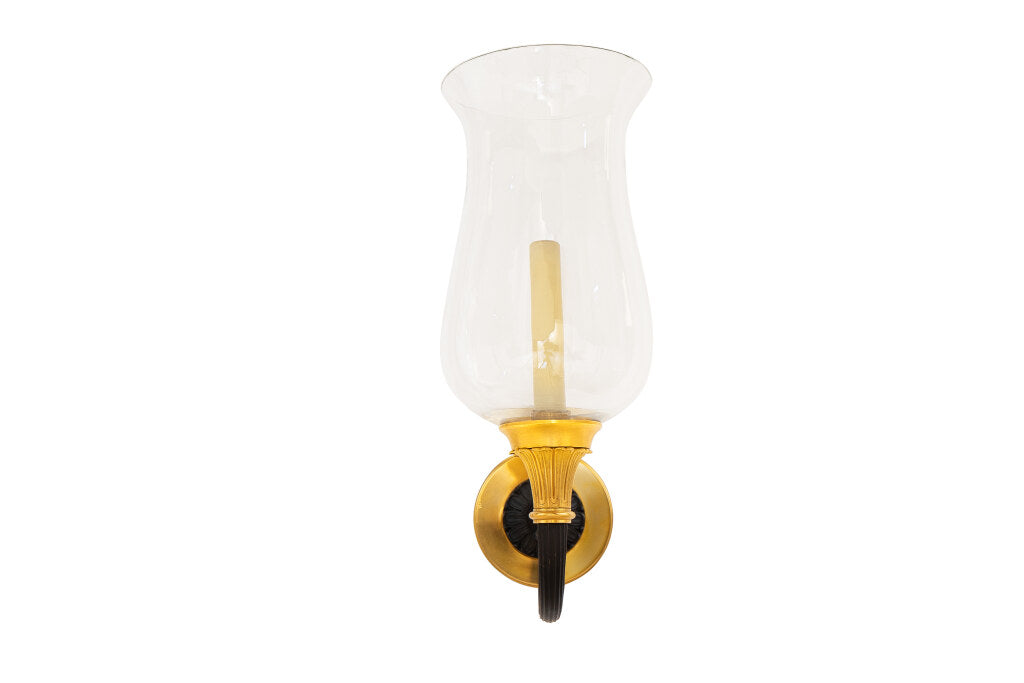 Black And Gilt Bronze Empire Style Hurricane Shade One Light Sco Default