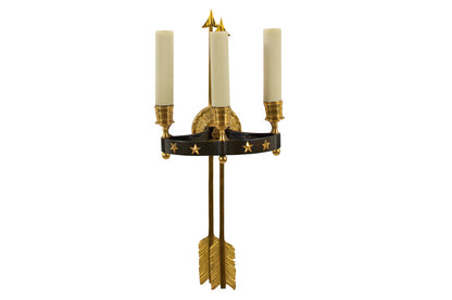 Black And Gilt Bronze Empire Style Three Light Arrow Motif Sconce Default