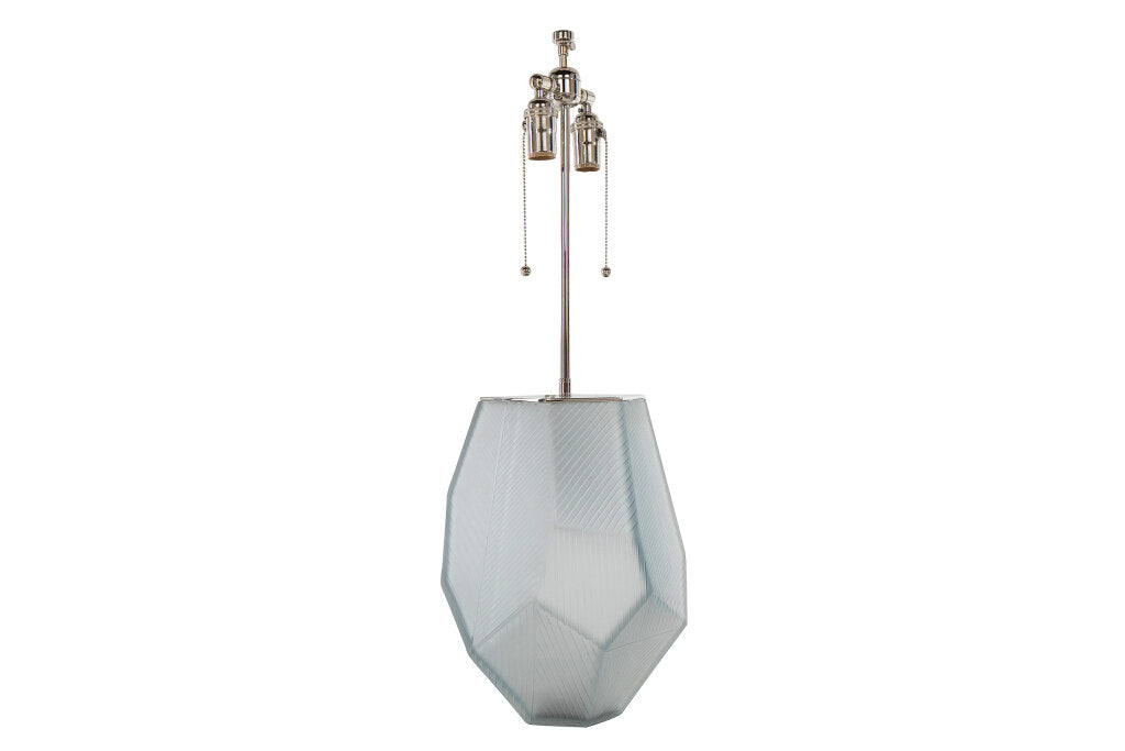 Venetian Grey Colored Etched Glass "THE ROCK"  Table Lamp Default