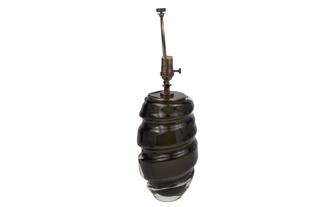 Venetian Grey Colored Glass BATTUTO   With Spiral Design Lamp Default
