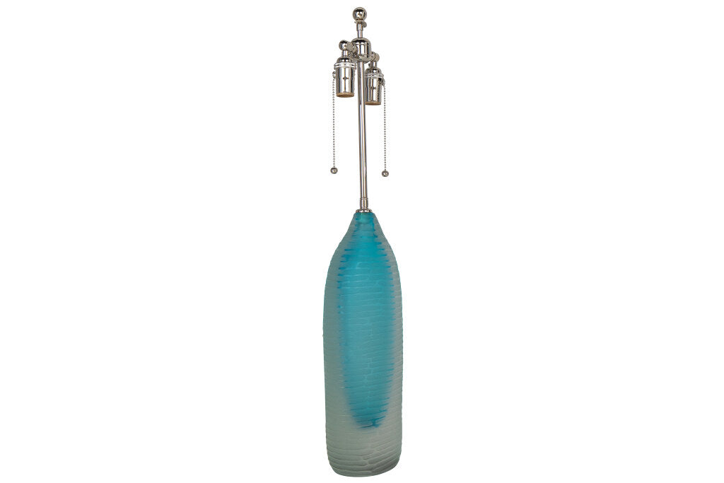 Venetian Aquamarine and Clear Chiseled  Glass "BATTUTA" Table La Default