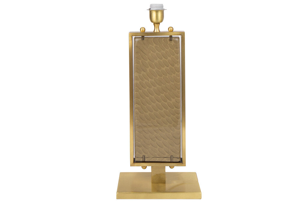 Venetian Chiseled Straw Colored Glass and Satin Brass Table Lamp Default