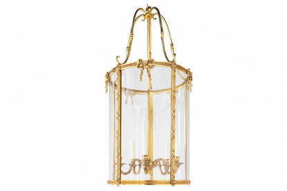 Gilt Bronze And Paneled Glass  L.XVI Style Five Light Lantern Wi Default