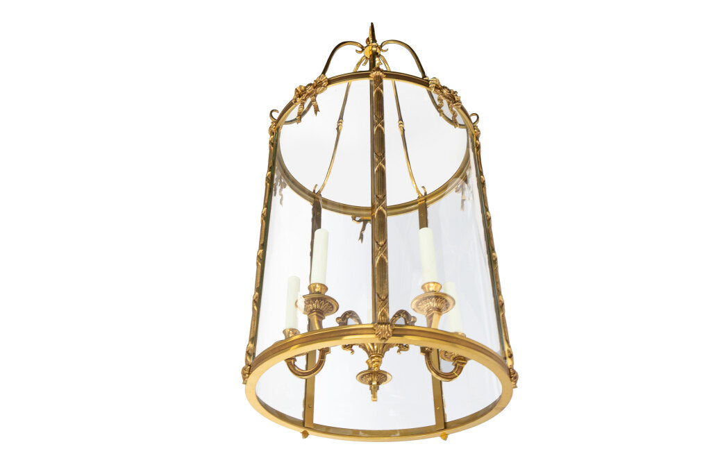 Gilt Bronze And Paneled Glass  L.XVI Style Five Light Lantern Wi Default