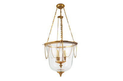 Gilt Bronze And Crystal Bell  L.XVI Style Lantern With Three Lig Default