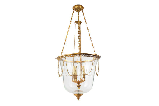 Gilt Bronze And Crystal Bell  L.XVI Style Lantern With Three Lig Default