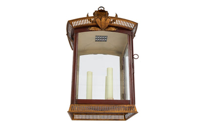 Polychrome Tole And Iron Pagoda Motif Three Light   Lantern With Default