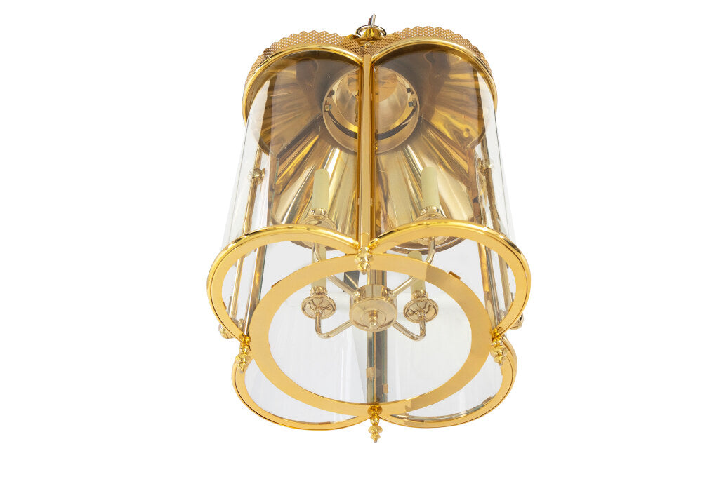 WEXFORD  Polished Brass Four Light Lantern With Curved Paneled G Default