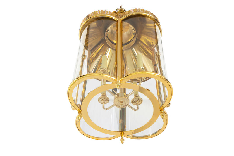 WEXFORD  Polished Brass Four Light Lantern With Curved Paneled G