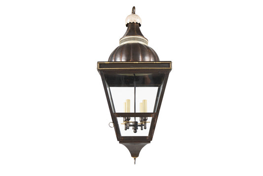 Patinated Tole And Gilt Bronze Empire Style Four Light  Lantern Default