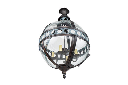 Patinated Tole And Bent Glass Paneled Victorian Style Four Light Default