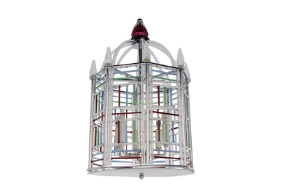 Venetian Glass Multi Colored Cage Form Six Light Lantern Default