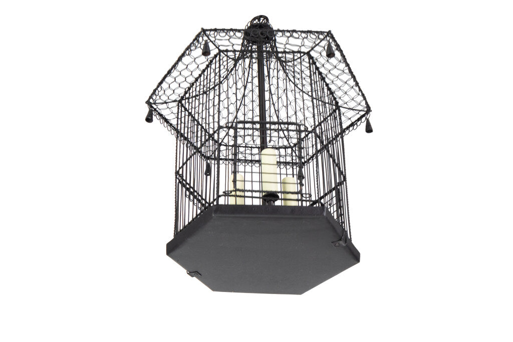 Painted Iron And Mesh Hexagonal Caged Shaped "MIKADO" Three Ligh Default