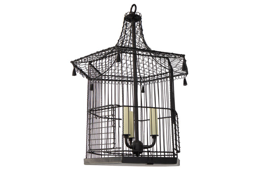 Painted Iron And Mesh Hexagonal Caged Shaped "MIKADO" Three Ligh Default