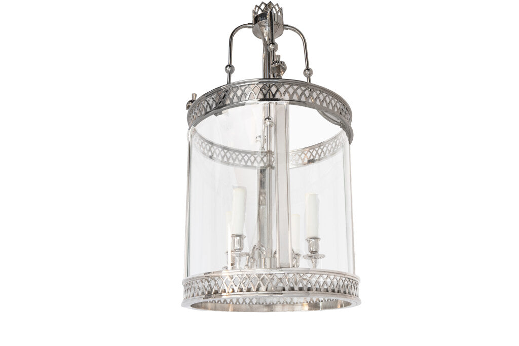Nickeled Bronze, Brass And Paneled Glass ARUNDEL Four  Light Lan Default
