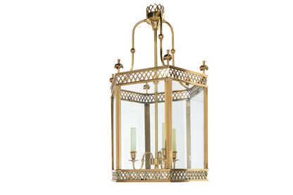 Nickeled Bronze, Brass And Paneled Glass ARUNDEL Hexagonal Shape Default